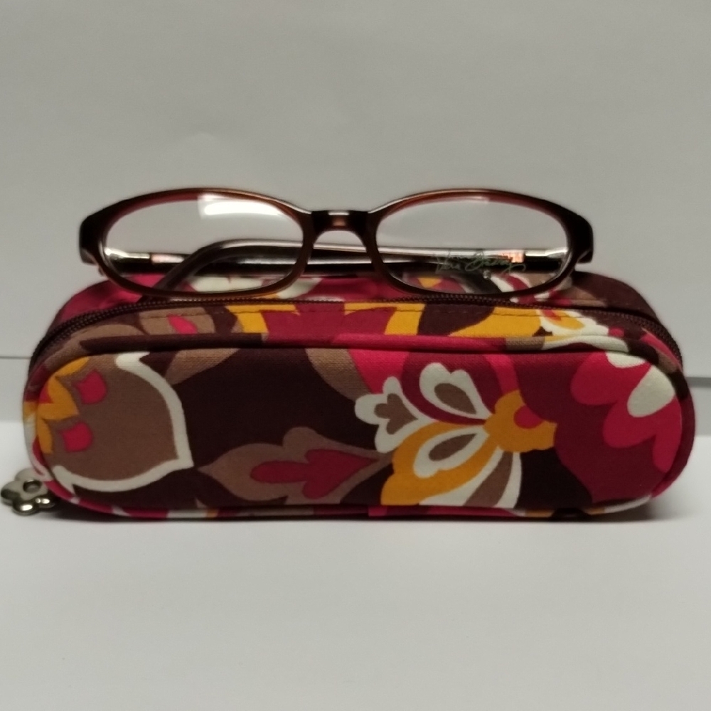 Floral Brown and Pink Glasses Case